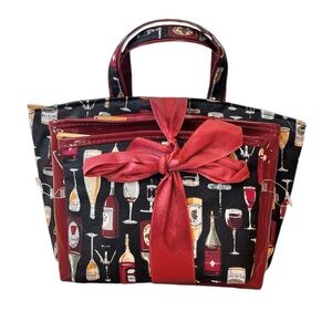 3pc Cosmetic Bags Make-Up Travel Wine Pattern New